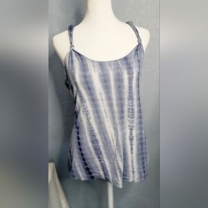 Women's Blue Tie-Dye Knotted Strap Camisole